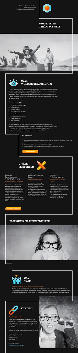 Wunderbox Marketing Website Screenshot.