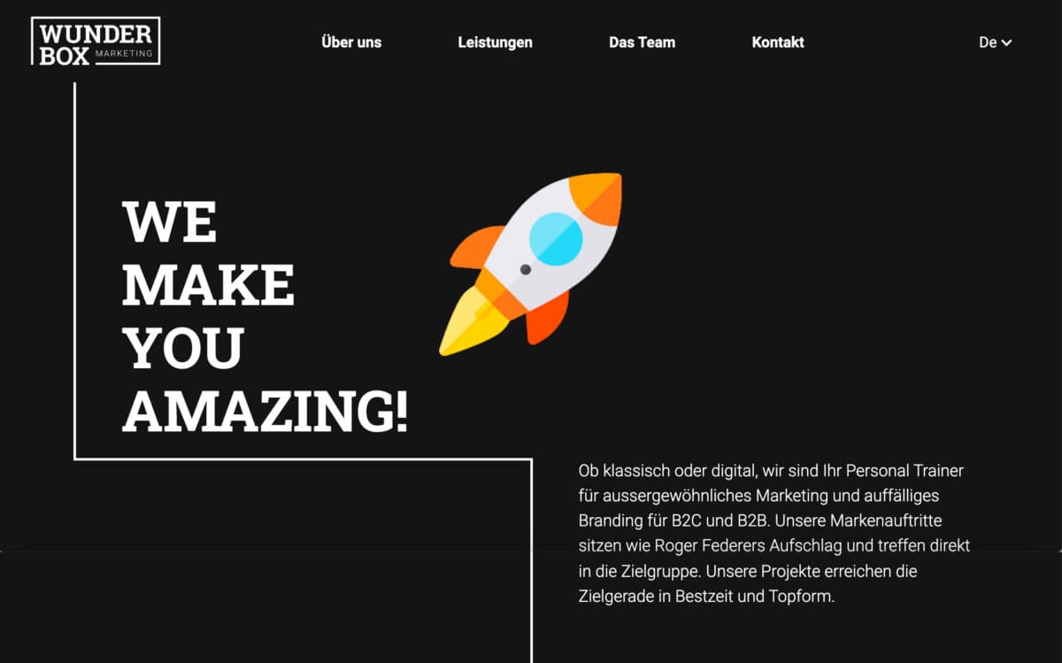 Wunderbox Marketing Website Screenshot Header.